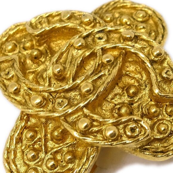 Chanel Clover CC Earrings Clip-On Gold 94A 185008 - Picture 2 of 4